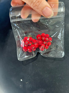 Vintage Red Bead Cluster Clip On Earrings