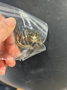 Vintage Heavy Gold and Blue Hoop Clip On Earrings
