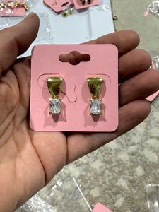 Vintage Petite Gold and CZ Drop Stud Post Earrings
