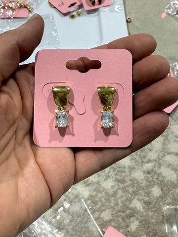 Vintage Petite Gold and CZ Drop Stud Post Earrings