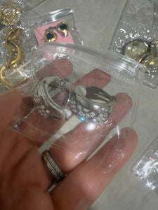 Large Silver Hoop Clip On Earrings With Rhinestones