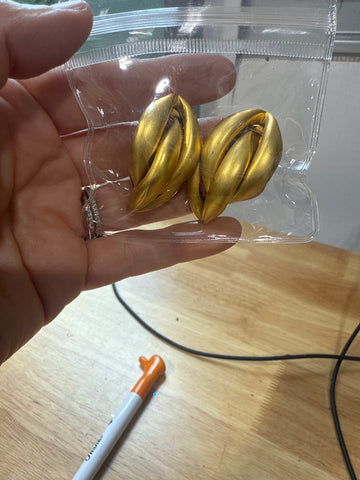 Vintage Matte Gold Chunky Gold Earrings