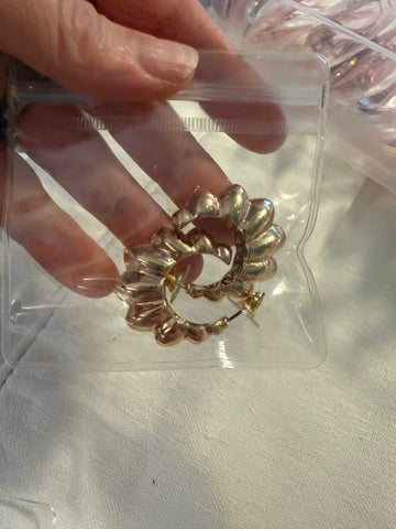 Vintage Gold Bubble Hoop Post Earrings
