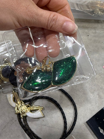 Vintage Shimmer Green Clip On Drop Earrings