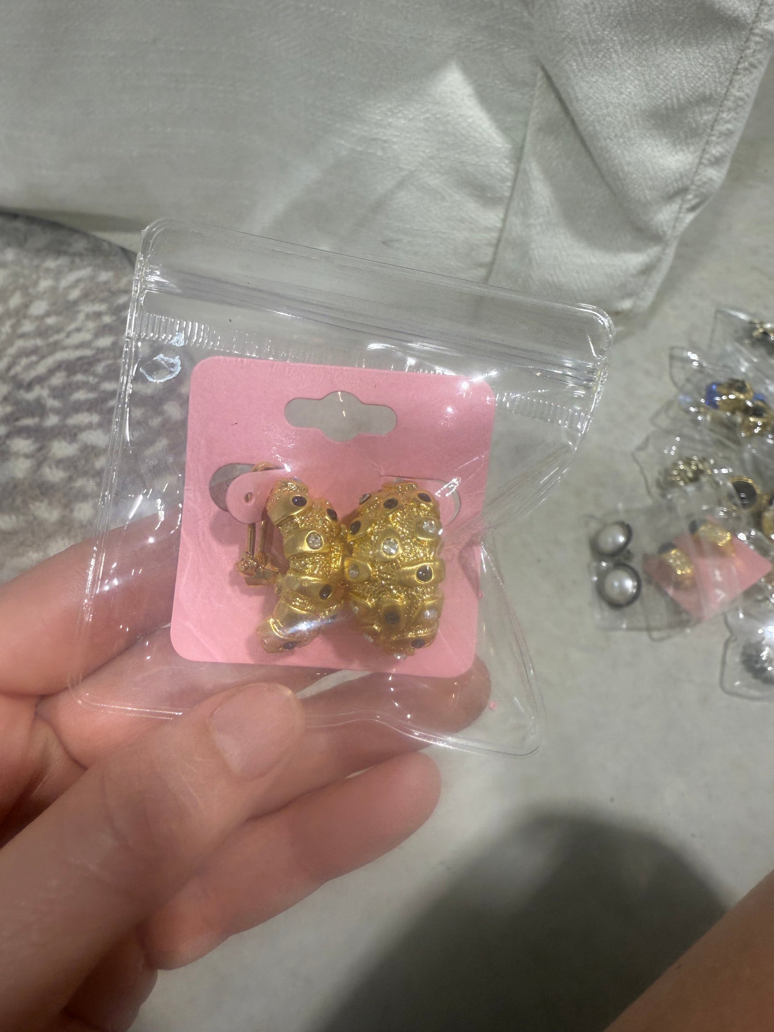 Vintage Gold Gem and Crystal Encrusted Fat Hoop Post Earrings