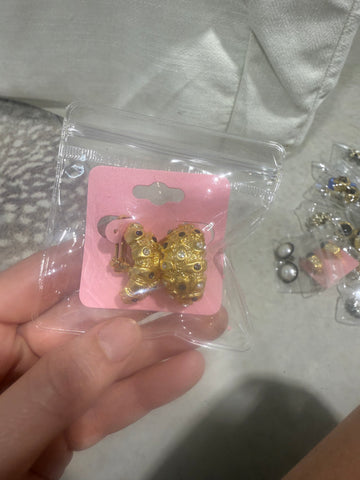 Vintage Gold Gem and Crystal Encrusted Fat Hoop Post Earrings