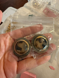Vintage Round Gold Tortoise Post Earrings