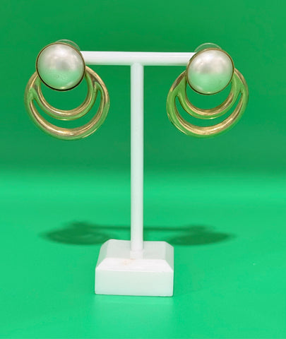 Vintage Large Gold and Pearl Earrings