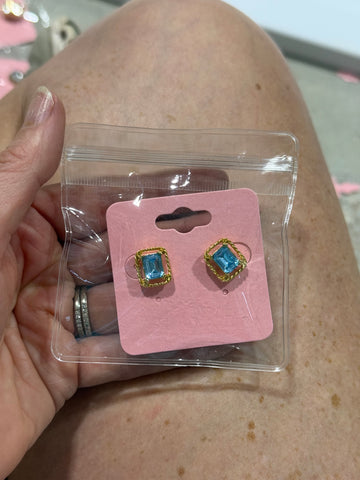 Vintage Gold and Topaz Post Stud Earrings