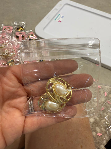 Vintage Signed Gold Pearl Post Stud Earrings