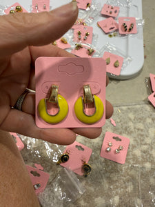Vintage Petite Yellow Door Knocker Post Earrings