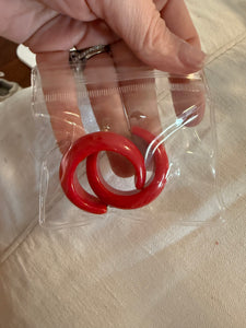 Vintage Acrylic Red Post Hoop Earrings