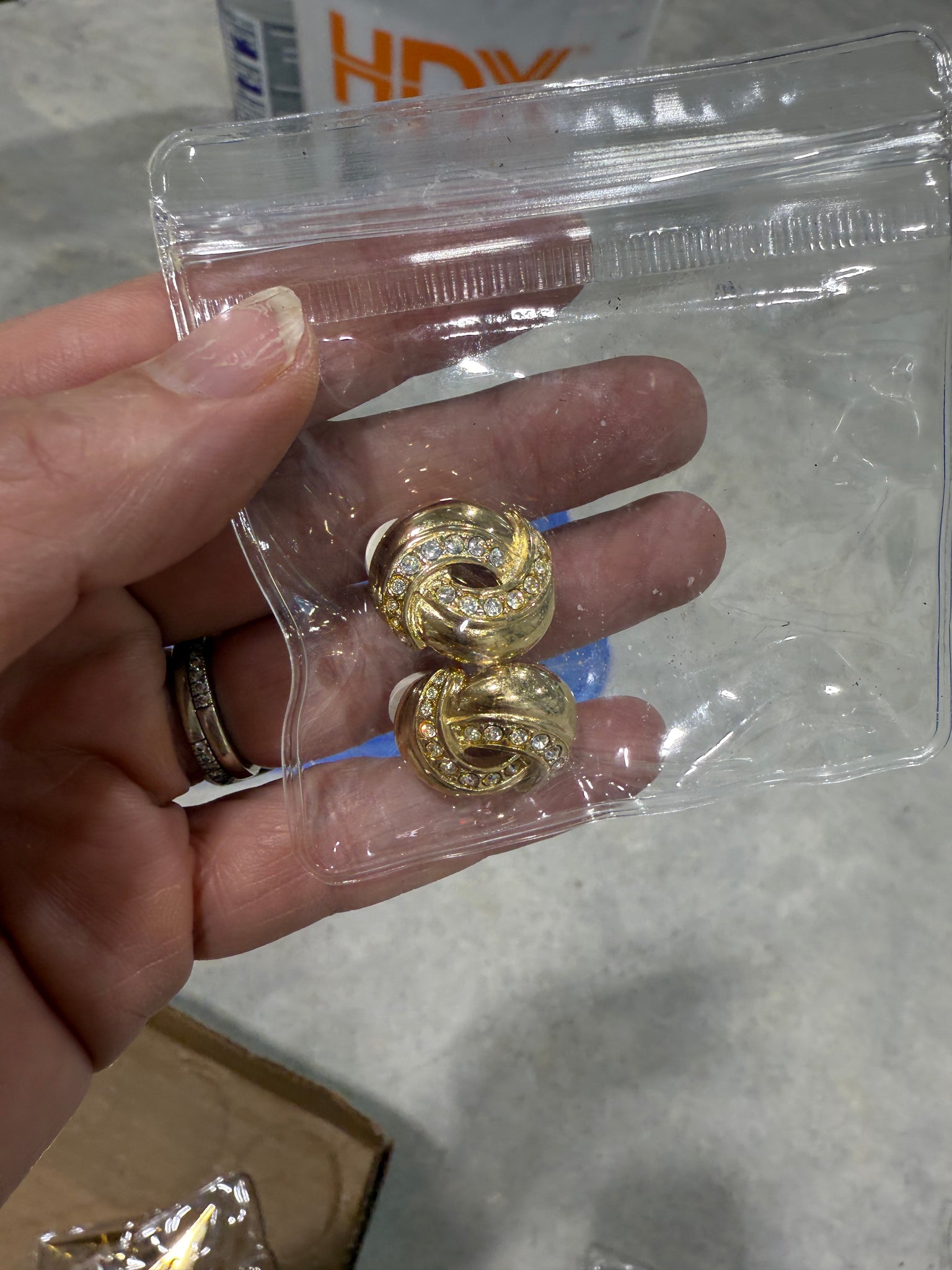 Vintage Givenchy Gold and CZ Petite Clip On Earrings
