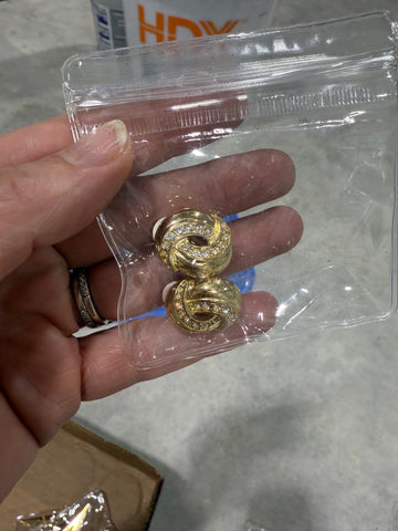 Vintage Givenchy Gold and CZ Petite Clip On Earrings