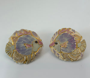 Vintage Porcelain Fish Post Earrings