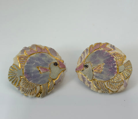 Vintage Porcelain Fish Post Earrings
