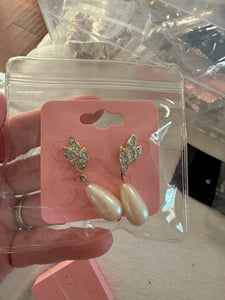 Vintage Cz and Pearl Drop Earrings