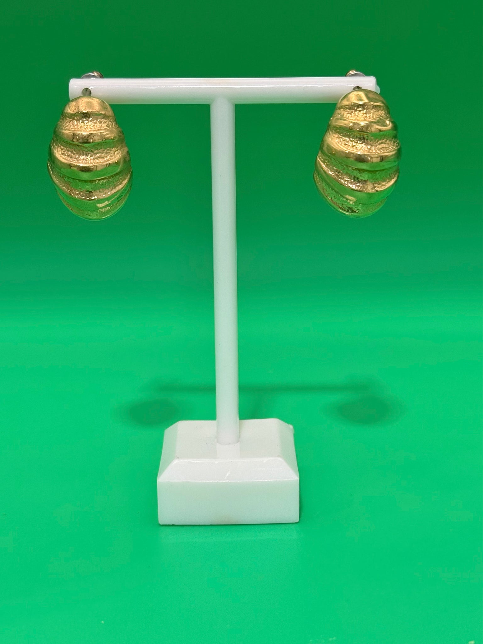 Vintage Chunky Gold Heavy Post Earrings