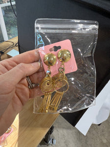 Vintage Gold Steam Punk Drop Post Earrings