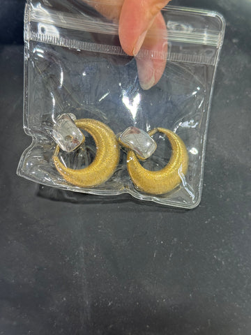 Vintage Petite Two Toned Door Knocker Clip On Earrings