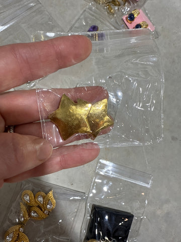 Vintage Small Matte Gold Star Clip In Earrings