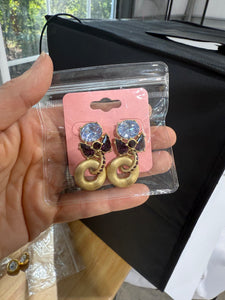 Vintage Ornate Crystal And Gold Drop Earrings