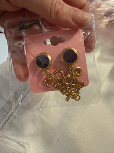 Vintage Gold and Red Ornate Drop Earrings