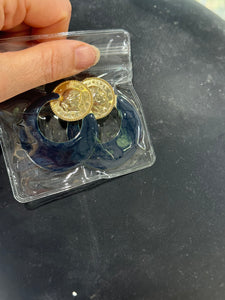 Vintage Gold Coin and Black Acrylic Door Knocker Clip On Earrings