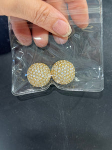 Vintage Round Gold Pave Stud Clip On Earrings