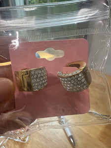 Vintage Petite Thick and Heavy Gold CZ Hoop Earrings