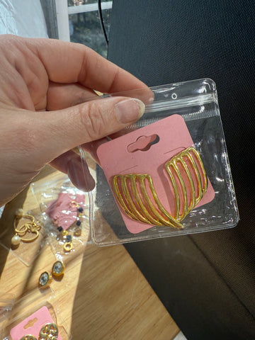Vintage Rectangular Gold Cage Post Earrings