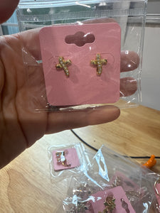Vintage Petite Gold and CZ Cross Post Studs
