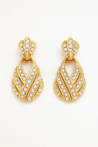Vintage Petite Heavy Gold CZ Door Knocker Post Earrings