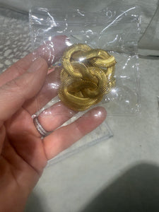 Vintage Large Snake Chain Gold Post Back Earrings