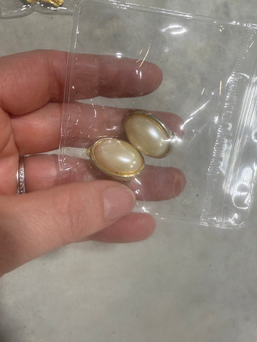 Vintage Petite Pearl And Gold Clip On Earrings