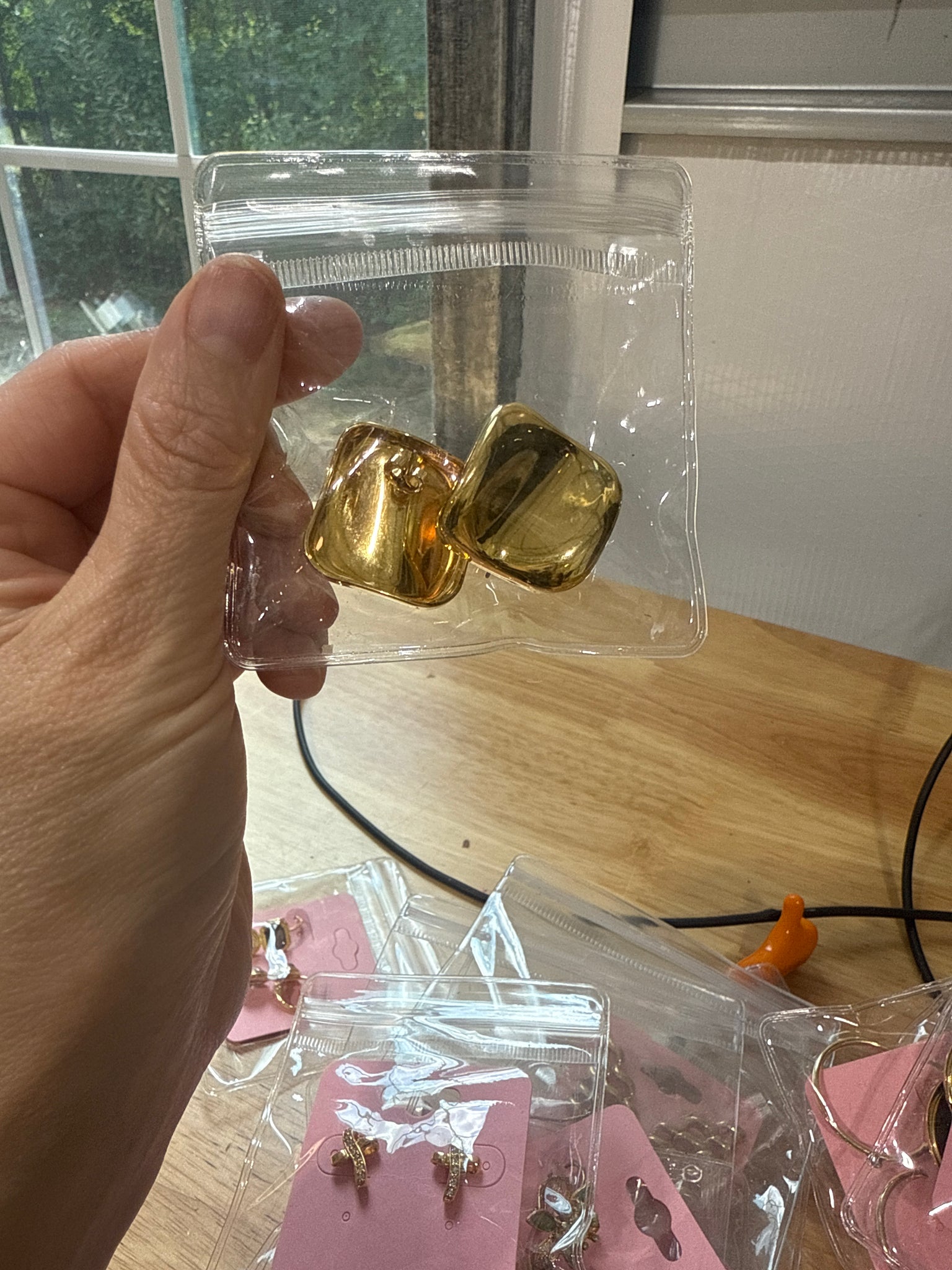 Vintage Gold Square Wave Post Earrings