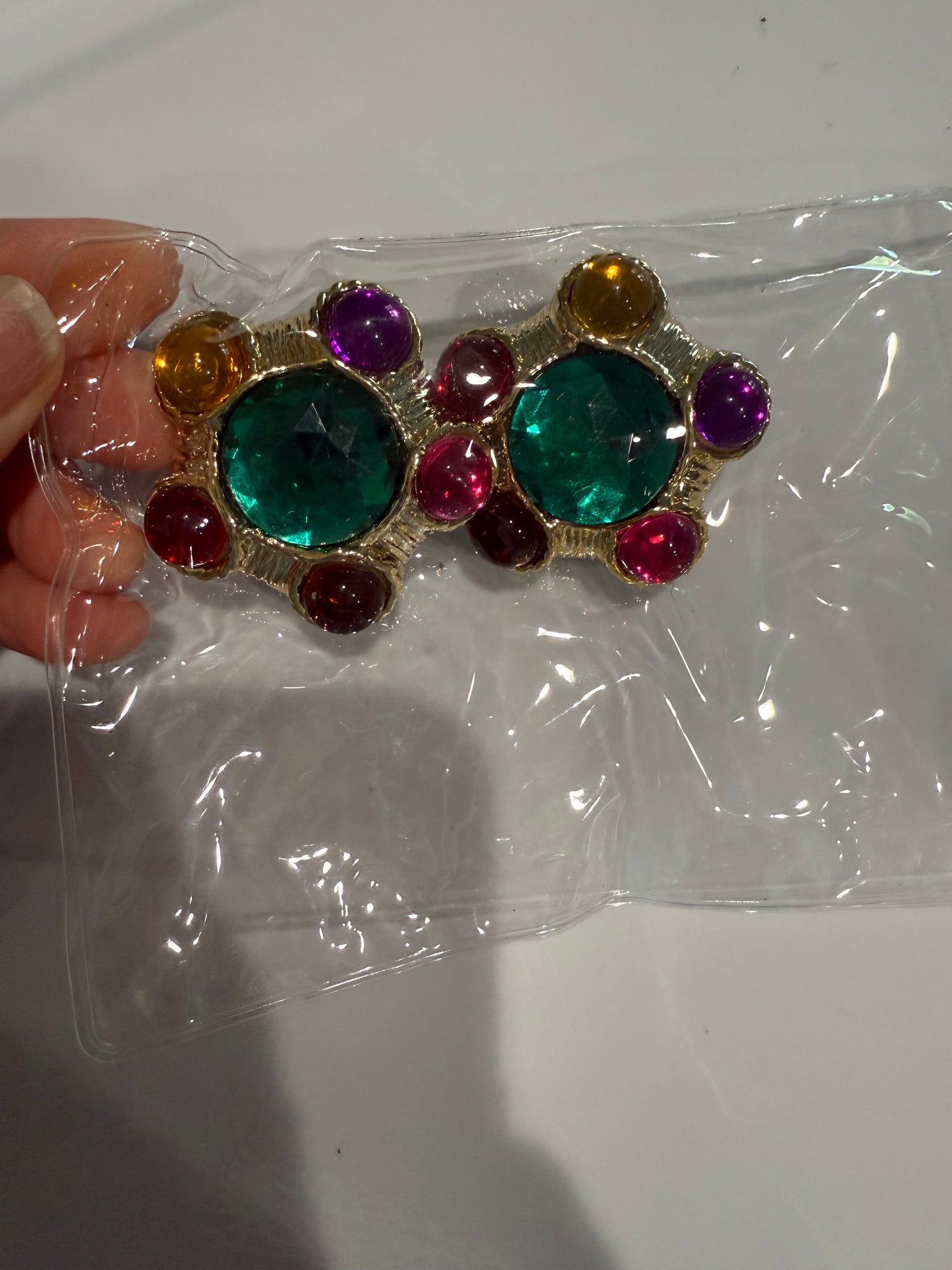 Vintage Flower Cabochon Clipon Earrings