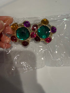 Vintage Flower Cabochon Clipon Earrings