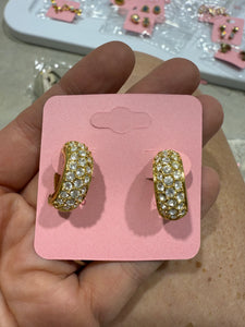 Vintage Monet Gold and CZ Hoop Post Earrings
