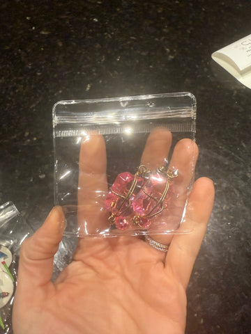 Vintage Pink and Gold Wired Drop Earrings