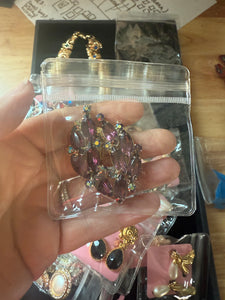Vintage Amethyst Rhinestone Wreath Like Clip On Earrings