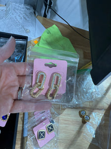 Vintage Swarovski Gold and Cz Chain Post Earrings