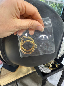 Vintage Gold Hoop Clip On Earrings with Rope Details