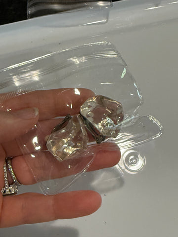 Vintage Clear Chunky Acrylic Stine Clip On Earrings