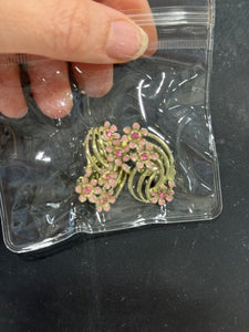 Vintage Gold Cage with Pink enamel Flowers