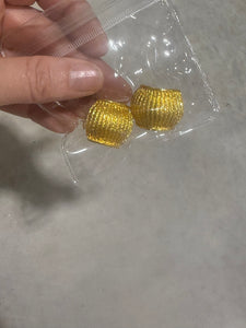 Vintage Small Sarah Covington Ribbed Gold Screwback Hoop Earrings