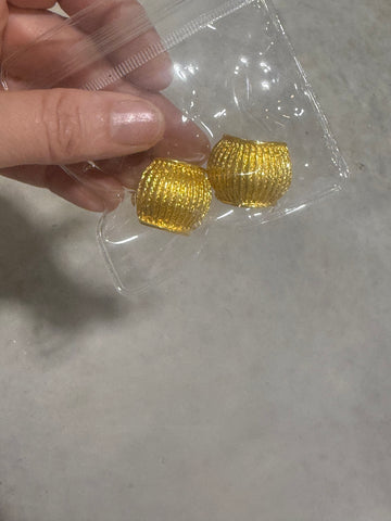 Vintage Small Sarah Covington Ribbed Gold Screwback Hoop Earrings