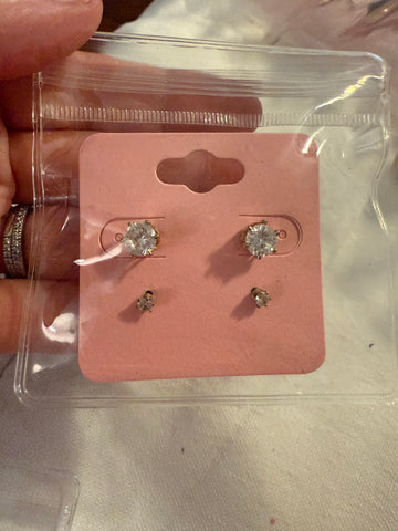 Vintage Set CZ Stud Earrings