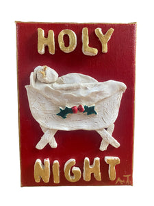 5x7 Red Holy Night Christmas Canvas