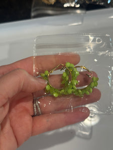 Vintage Petite Lime Green Shell Hoop Clipon Earrings